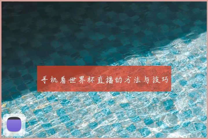 手机看世界杯直播的方法与技巧